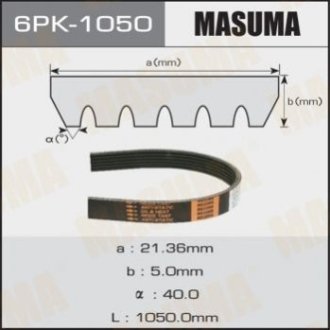 Ремінь приводу навісного обладнання Masuma 6PK1050 (фото 1)