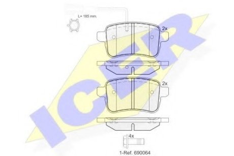 Комплект тормозных колодок, дисковый тормоз ICER 181995 (фото 1)