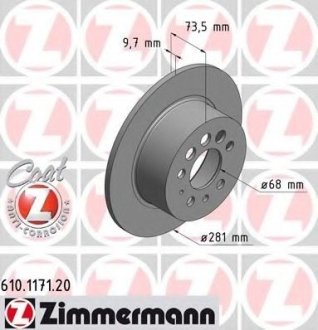 Тормозной диск - Otto Zimmermann GmbH 610-1171-20 (фото 1)