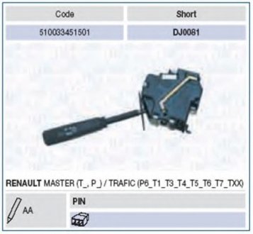 Выключатель на колонке рулевого управления MAGNETI MARELLI 510033451501 (фото 1)