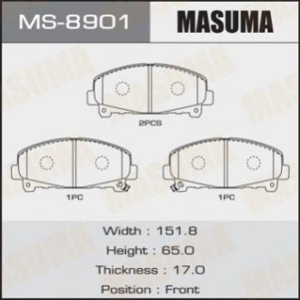 Колодки дисковые AN- ACCORD_V2400 front (1_12) - Masuma MS8901 (фото 1)
