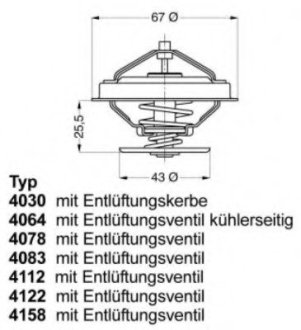 Термостат, охлаждающая жидкость WAHLER,Wahler (Германия) 4078.71D (фото 1)
