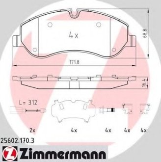 Колодки тормозные дисковые ZIMMERMANN Otto Zimmermann GmbH 25602.170.3