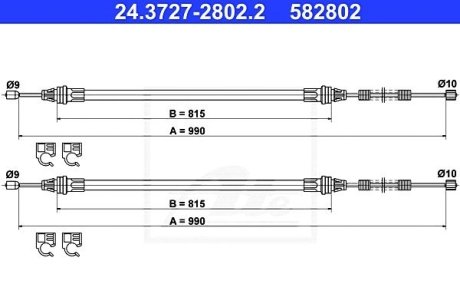 Трос, стояночная тормозная система ATE 24372728022 (фото 1)