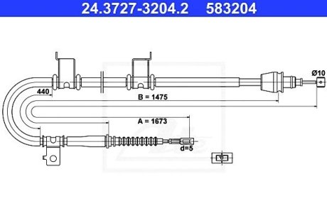 Трос, стояночная тормозная система ATE 24372732042 (фото 1)