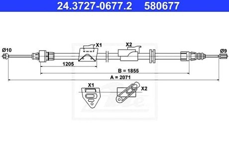 Трос ручного тормоза ATE 24.3727-0677.2 (фото 1)
