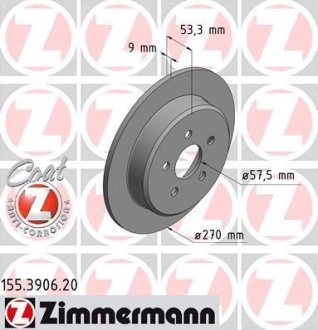 Диск тормозной ZIMMERMANN Otto Zimmermann GmbH 155390620