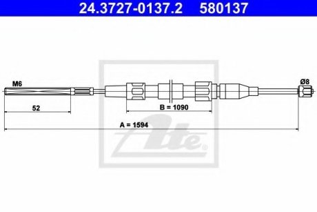 Трос, стояночная тормозная система ATE 24.3727-0137.2 (фото 1)
