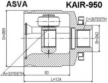 Шрус внутренний правый ASVA KAIR950 (фото 1)