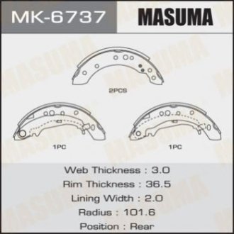Колодки барабанные COLT_ Z31A, Z32A, Z33A, Z34A (1_12) - Masuma MK-6737 (фото 1)