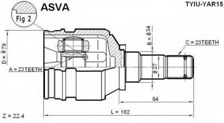 ШРУС внутрішній 23x34x23 - ASVA TYIUYAR15 (фото 1)
