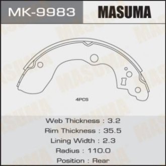 Колодки барабанные - Masuma MK9983