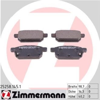 Тормозные колодки дисковые - ZIMMERMANN Otto Zimmermann GmbH 25258.145.1