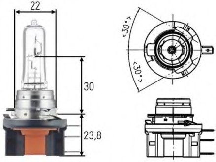 Лампа накаливания, H15, 55/15W 12V Hella 8GJ168119001 (фото 1)