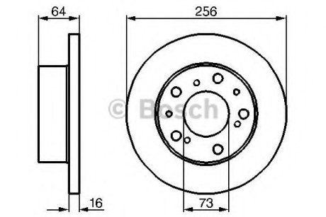 Диск гальмівний (передній) Fiat Ducato 1.9/2.5D/2.0 82-90 (256x16) Bosch 0-986-479-B24