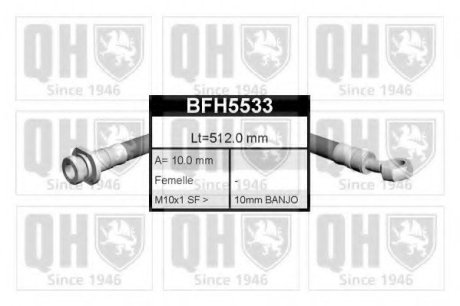 Тормозной шланг - Quinton Hazell BFH5533 (фото 1)