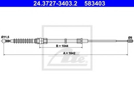 Трос, стояночная тормозная система - ATE 24372734032 (фото 1)