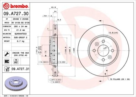 Тормозной диск Brembo 09.A727.31