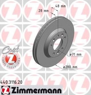 Тормозной диск - ZIMMERMANN Otto Zimmermann GmbH 440311620