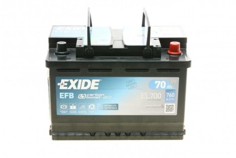 Аккумулятор MICRO-HYBRID ECM 12V 70AH 630A ETN 0(R+) B13 278x175x190мм - EXIDE EL700
