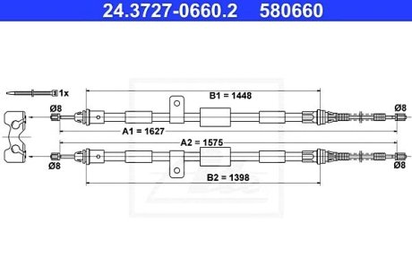 Трос, стояночная тормозная система ATE 24.3727-0660.2