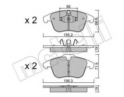 Комплект тормозных колодок, дисковый тормоз METELLI 2206754 (фото 1)
