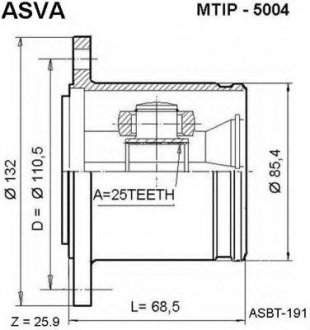 Шрус внутренний правый ASVA MTIP5004 (фото 1)