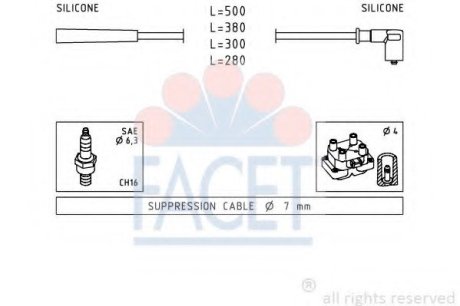 Комплект высоковольтных проводов Facet 47252