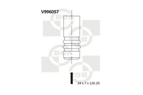 Клапан 34x7x126.2 IN KIA CARNIVAL 2.9TDI_CRDI 16V 98- - BGA V996057 (фото 1)