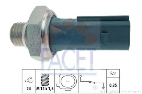 Датчик тиску оливи Mercedes Benz W169/245 M266 04-> Facet 70177 (фото 1)