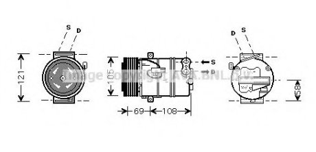 QUALITY COOLING - компрессор кондиционера opel: astra h 1.7 cdti 04-, astra h gtc 1.7 cdti/1.7 cdti 05-, astra h van 1.7 cdti 04-, astra h седан 1.7 cdti 07-, astra h у AVA Cooling Systems OLAK438 (фото 1)