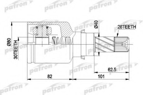 Шарнір рівних кутових швидкостей (ШРКШ) PATRON PCV3032 (фото 1)