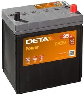 - аккумуляторная батарея 35ah power 12v 35ah 240a etn 0(r+) b0 187x127x220mm 9.1kg DETA DB356 (фото 1)