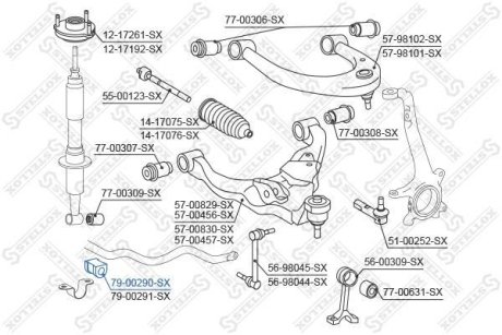 Втулка стабилизатора переднего / Toyota LAND CRUISER PRADO 150 09> Stellox 7900290SX