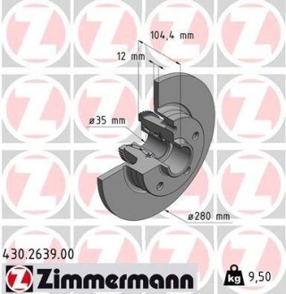 ZIMMERMANN - диск торм opl vivaro/ren trafic iii 14- зад Otto Zimmermann GmbH 430263900