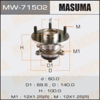 Ступичный узел rear SX4 06- (with ABS) - Masuma MW71502 (фото 1)