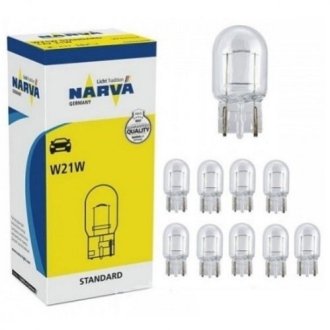 Лампочка 12V W21W W3x16d картон 1шт. - NARVA 176323000 (фото 1)