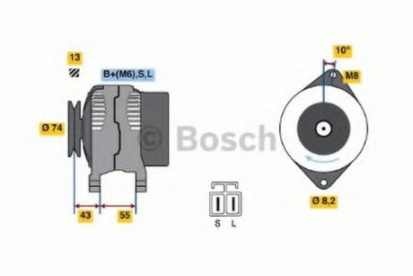 - генератор 14v 65a Bosch 0986040481 (фото 1)
