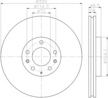Тормозной диск перед. CX7/CX9 07- 2.2-3.7 (PRO) Hella 8DD355118201