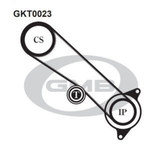 Ремкомплект ГРМ (1 ремень+1 ролик) - GMB GKT0023 (фото 1)