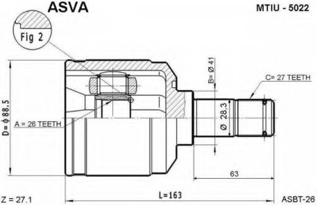 Шарнір рівних кутових швидкостей (ШРКШ) ASVA MTIU5022 (фото 1)