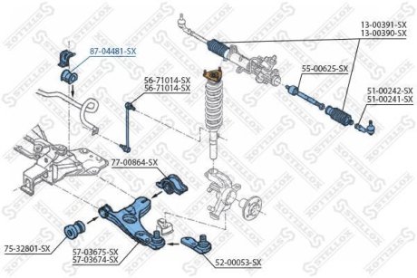 Втулка стабілізатора переднього центральна / Ford Focus 1.4-1.8TDDi 98-04 Stellox 87-04481-SX (фото 1)