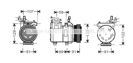 Компресор кондиціонера Hyundai Coupe 01-/Elantra 00-/Tucson 04-/Kia Sportage 07- (вир-во AVA) AVA Cooling Systems HYAK161