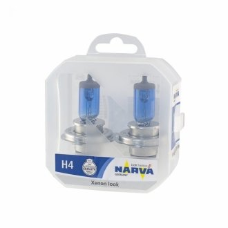 Лампа галогенна TWIN SET H4 12V 60/55W RANGE POWER WHITE NARVA 48680S2 (фото 1)