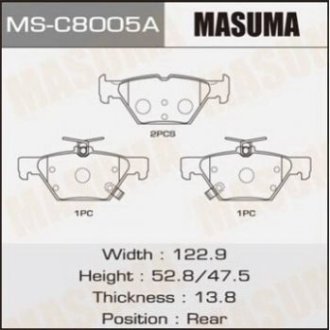 Колодки дисковые OUTBACK_ B15 2014- rear (1_12) - Masuma MSC8005A