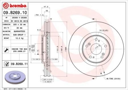 Гальмівний диск Brembo 09B26911 (фото 1)