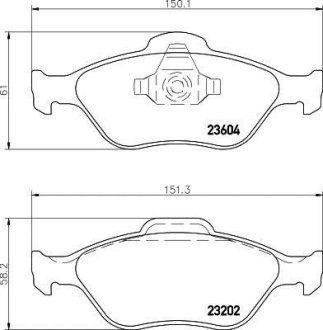 Колодки гальмові дискові передні Mazda2 1.3, 1.4, 1.6 (03-)/Ford Fusion 1.4, 1.6 (04-12) Nisshinbo NP5008 (фото 1)