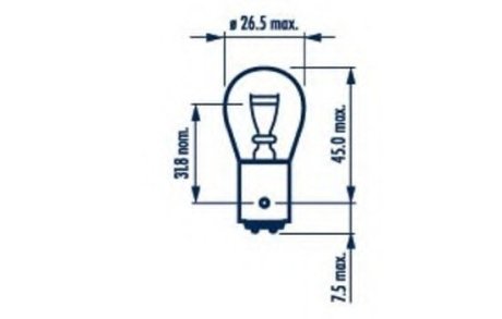 - лампа накаливания, фонарь указателя поворота ламп NARVA P215W (фото 1)