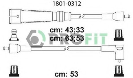 Комплект кабелей высоковольтных PROFIT 1801-0312 (фото 1)