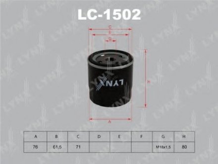 - фильтр масляный opel astra gh 1.6-2.0t 00 vectra bc 1.6-1.8 95 omega b 2.2 99-03 LYNXauto LC1502 (фото 1)